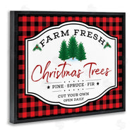 AE Design | Farm Fresh Christmas Tree Sign Red Buffalo Plaid