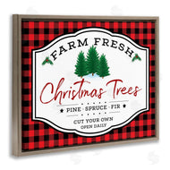 AE Design | Farm Fresh Christmas Tree Sign Red Buffalo Plaid