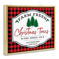 AE Design | Farm Fresh Christmas Tree Sign Red Buffalo Plaid