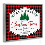 AE Design | Farm Fresh Christmas Tree Sign Red Buffalo Plaid
