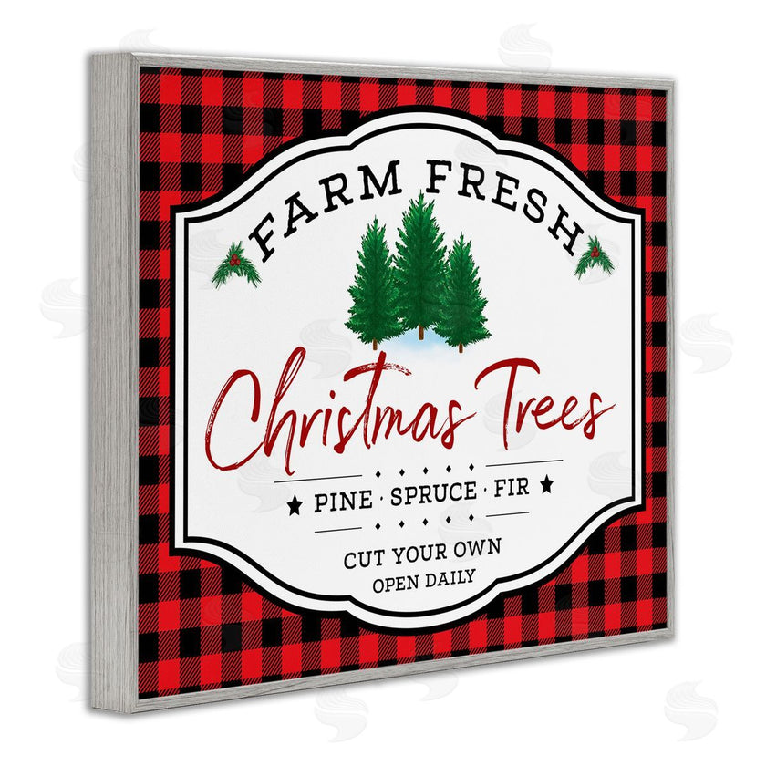 AE Design | Farm Fresh Christmas Tree Sign Red Buffalo Plaid