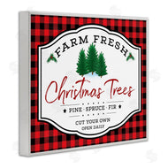AE Design | Farm Fresh Christmas Tree Sign Red Buffalo Plaid