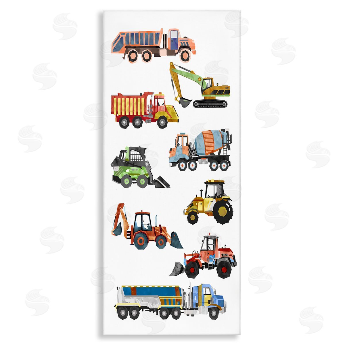 Ziwei Li Vibrant Trucks of Construction Playful Children's Chart Canvas Wall Art