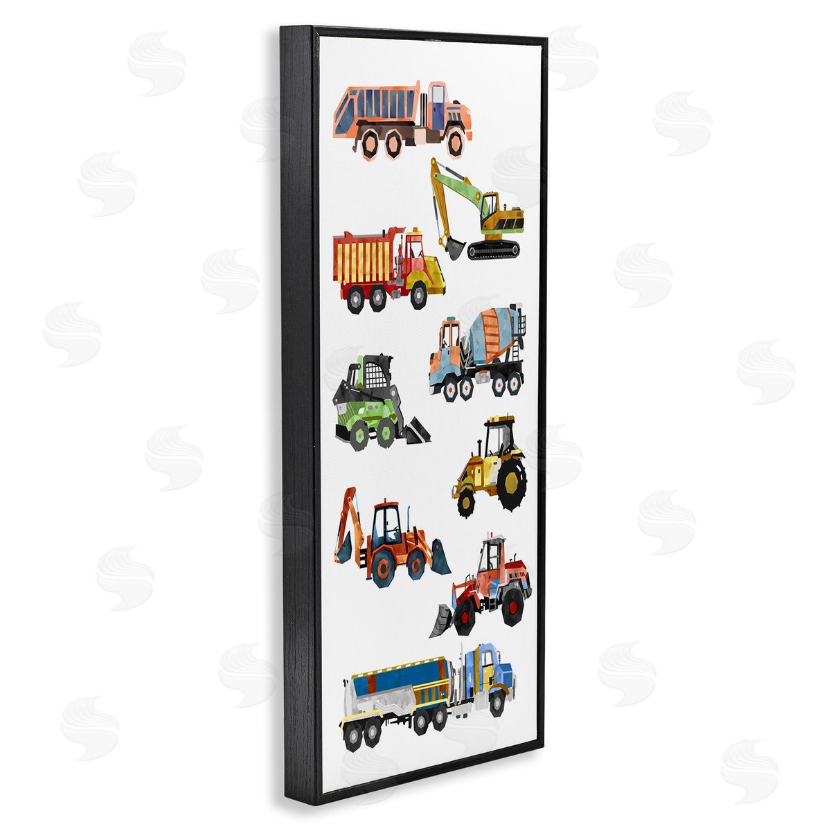 Ziwei Li Vibrant Trucks of Construction Playful Children's Chart Black Framed Giclee Wall Art