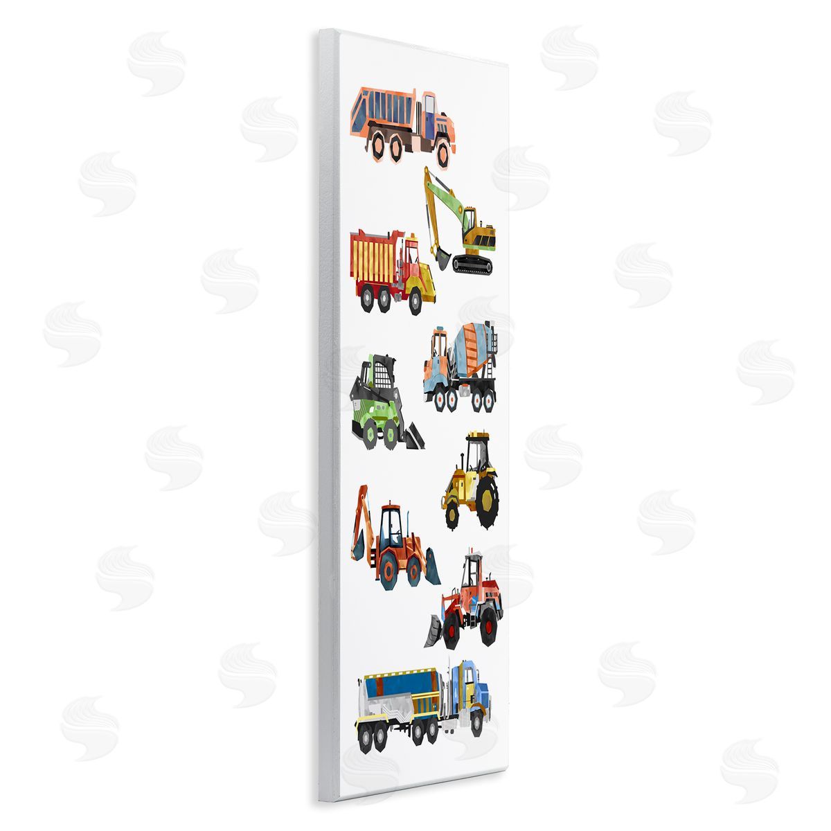 Ziwei Li Vibrant Trucks of Construction Playful Children's Chart Wall Plaque Art