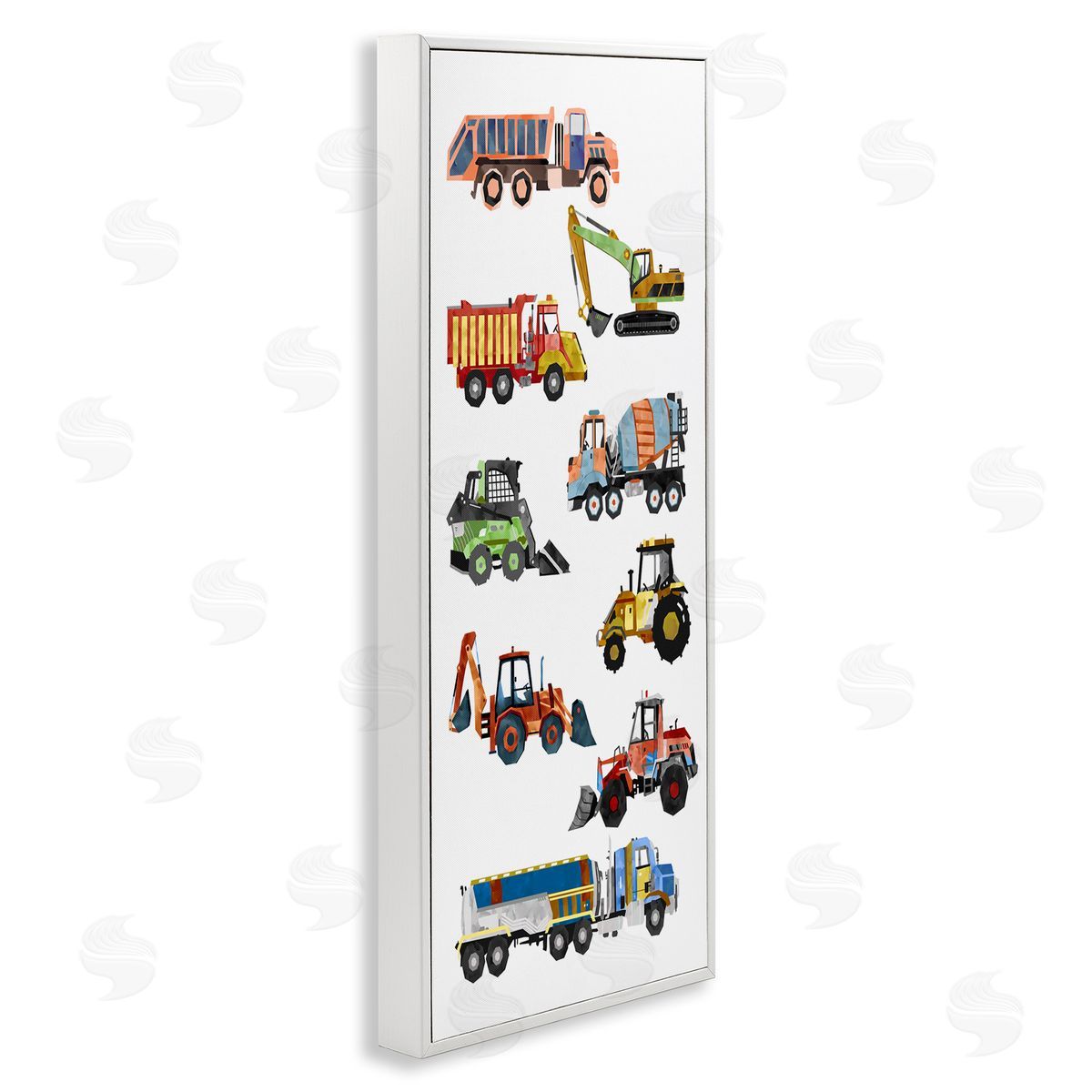 Ziwei Li Vibrant Trucks of Construction Playful Children's Chart White Framed Giclee Wall Art
