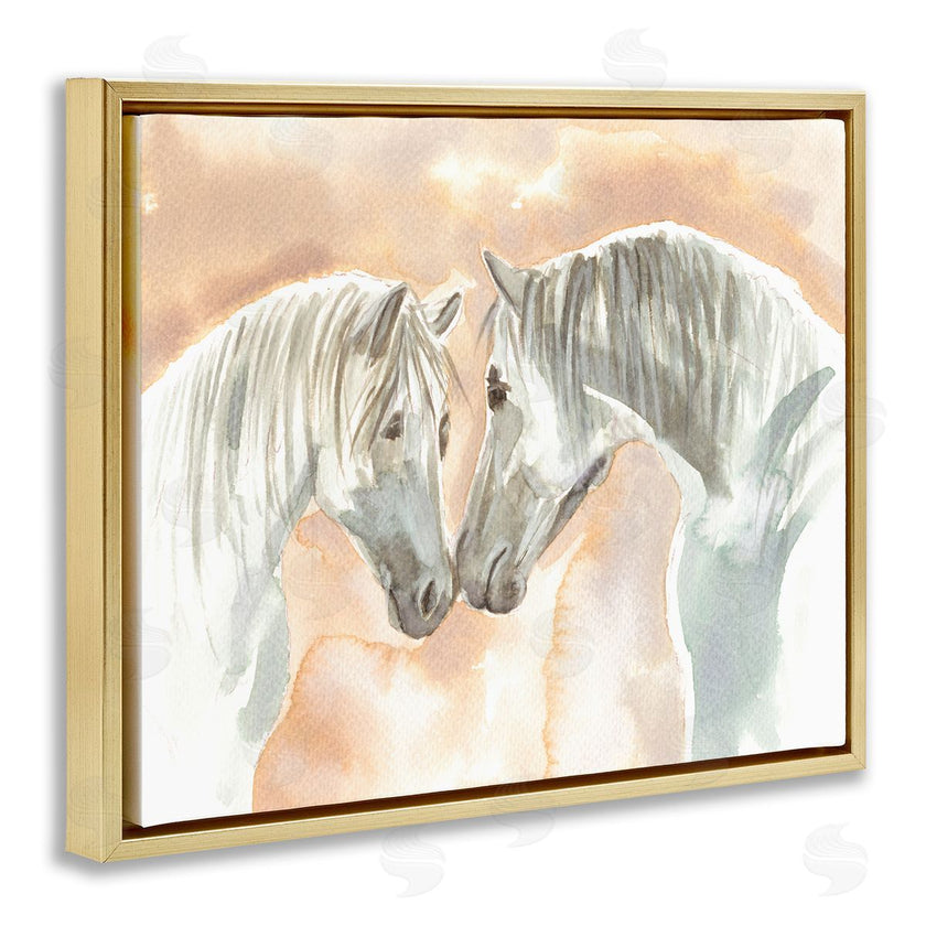 Elvira Errico | White Horses Touching Noses Orange White Tan