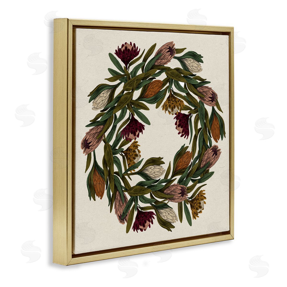 Stupell Studio Wild Thistle Wreath Autumn Harvest Charm Gold Floater Frame Canvas Art