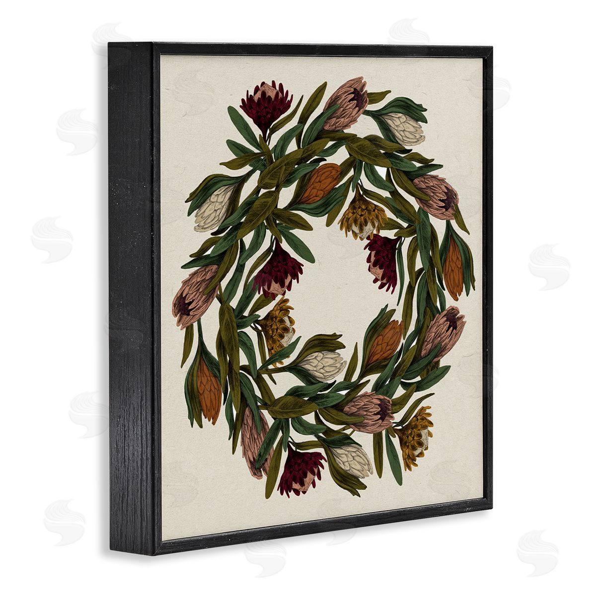 Stupell Studio Wild Thistle Wreath Autumn Harvest Charm Black Framed Giclee Wall Art
