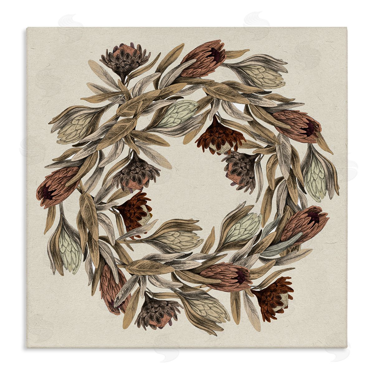 Stupell Studio Muted Thistle Wreath Soft Autumn Harvest Canvas Wall Art