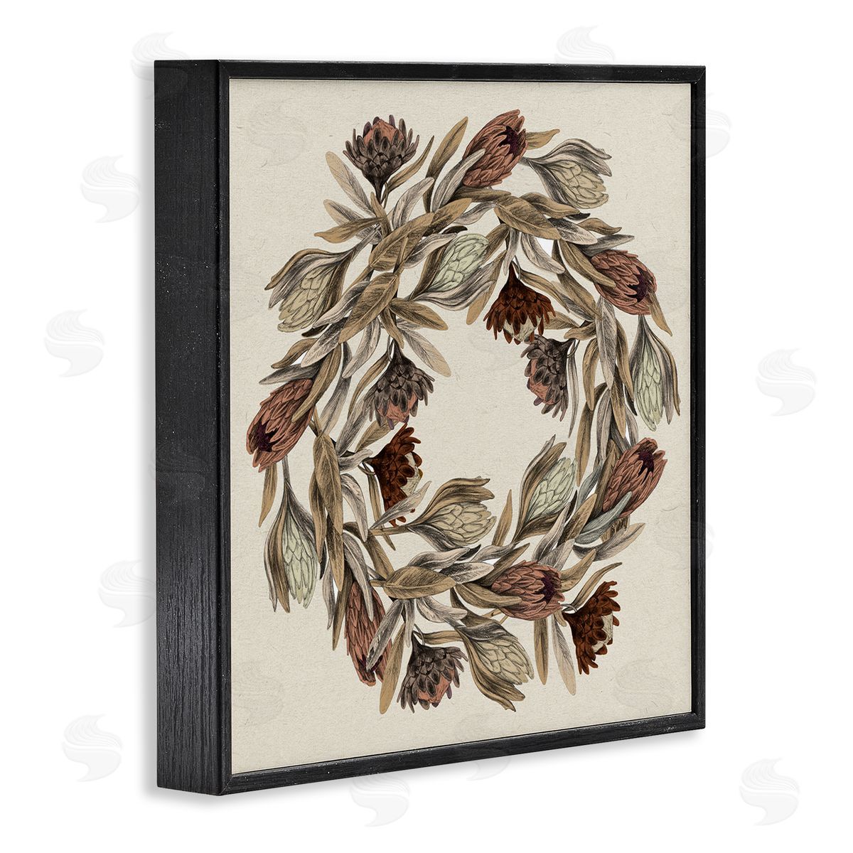 Stupell Studio Muted Thistle Wreath Soft Autumn Harvest Black Framed Giclee Wall Art