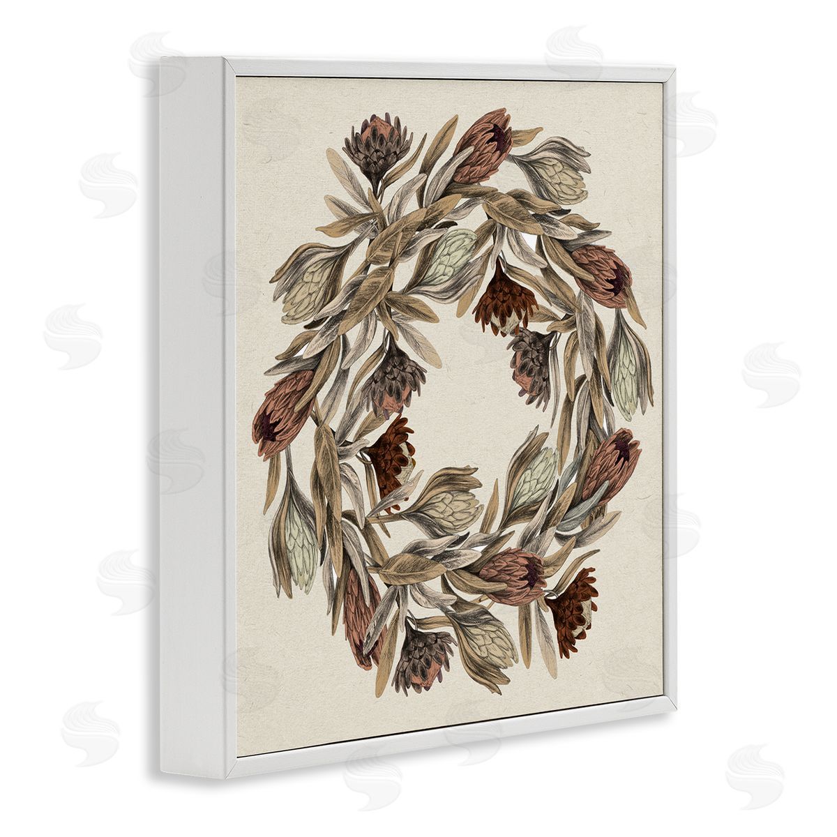 Stupell Studio Muted Thistle Wreath Soft Autumn Harvest White Framed Giclee Wall Art