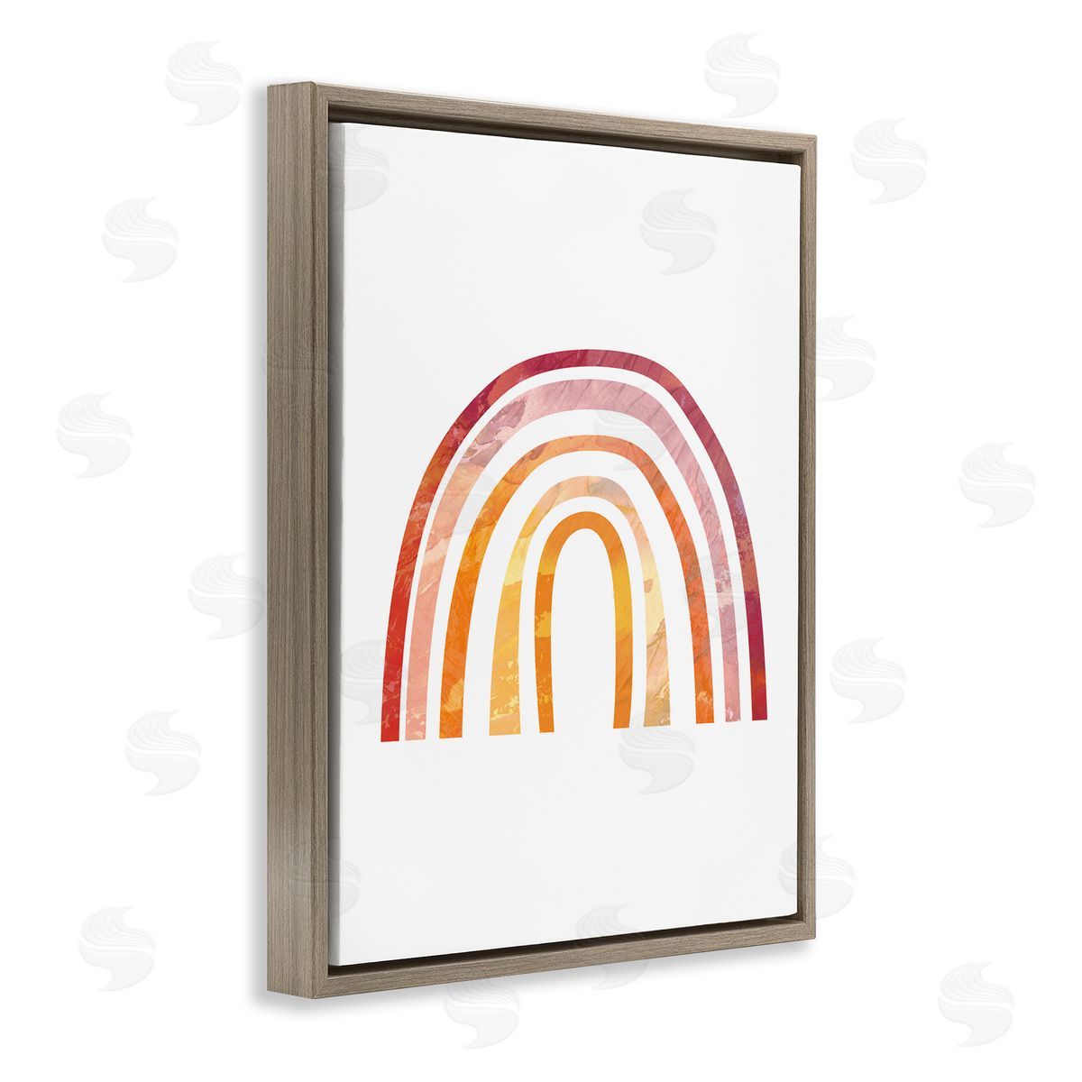 Stupell Studio Warm Tone Rainbow with Abstract Sky Texture Brown Floater Frame Canvas Art