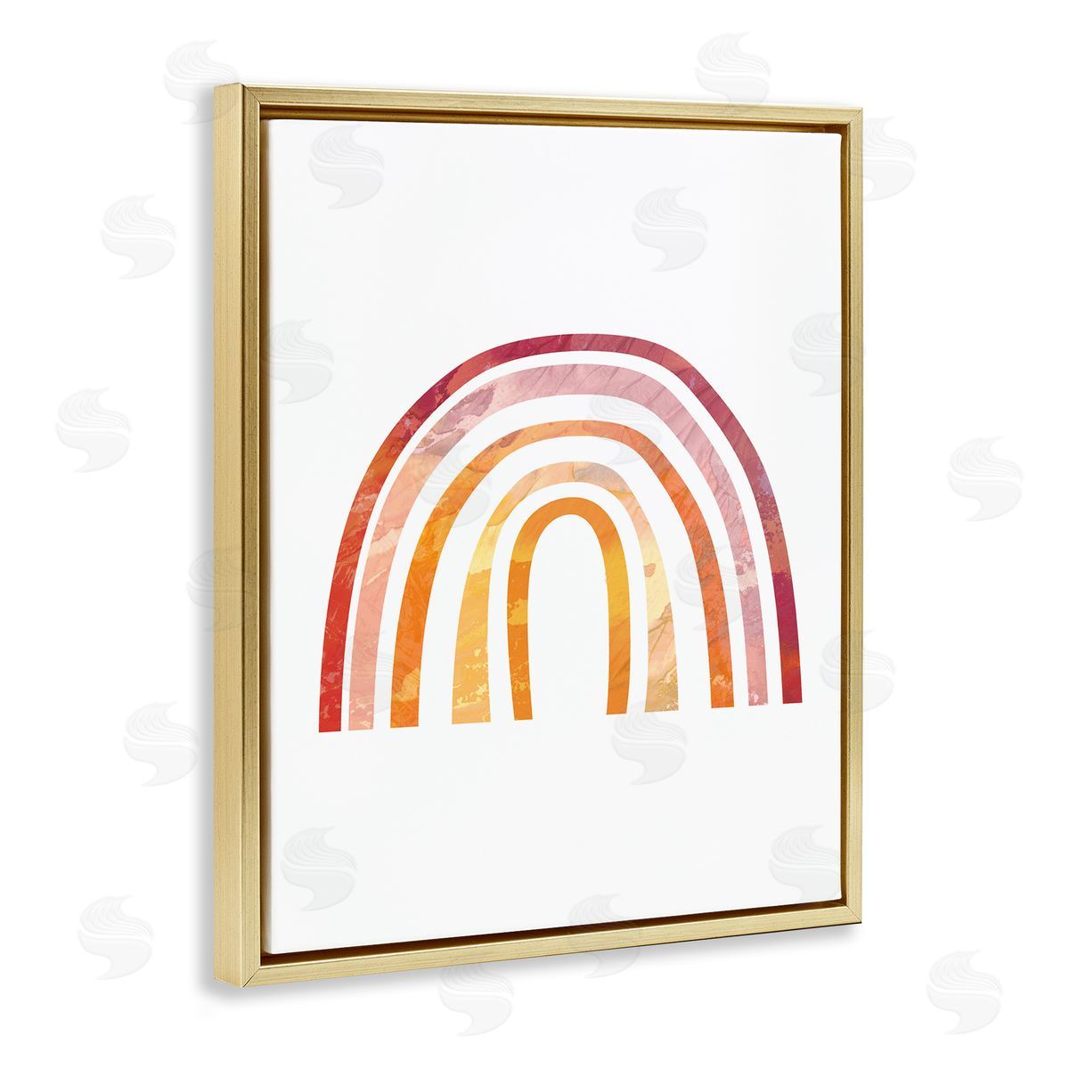 Stupell Studio Warm Tone Rainbow with Abstract Sky Texture Gold Floater Frame Canvas Art