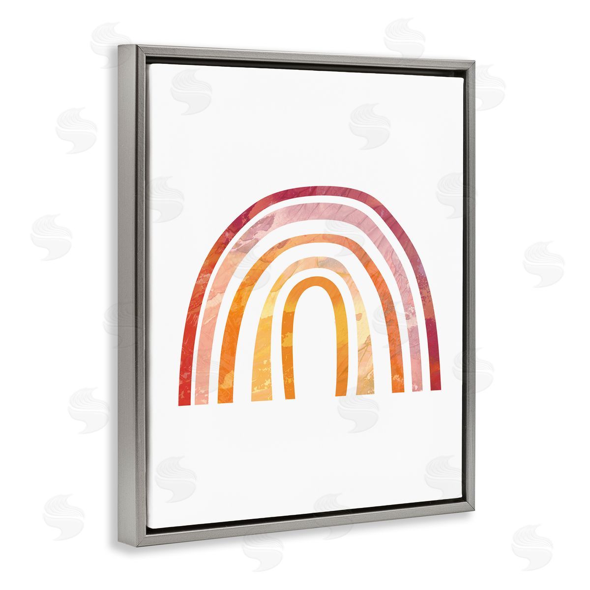 Stupell Studio Warm Tone Rainbow with Abstract Sky Texture Gray Floater Frame Canvas Art