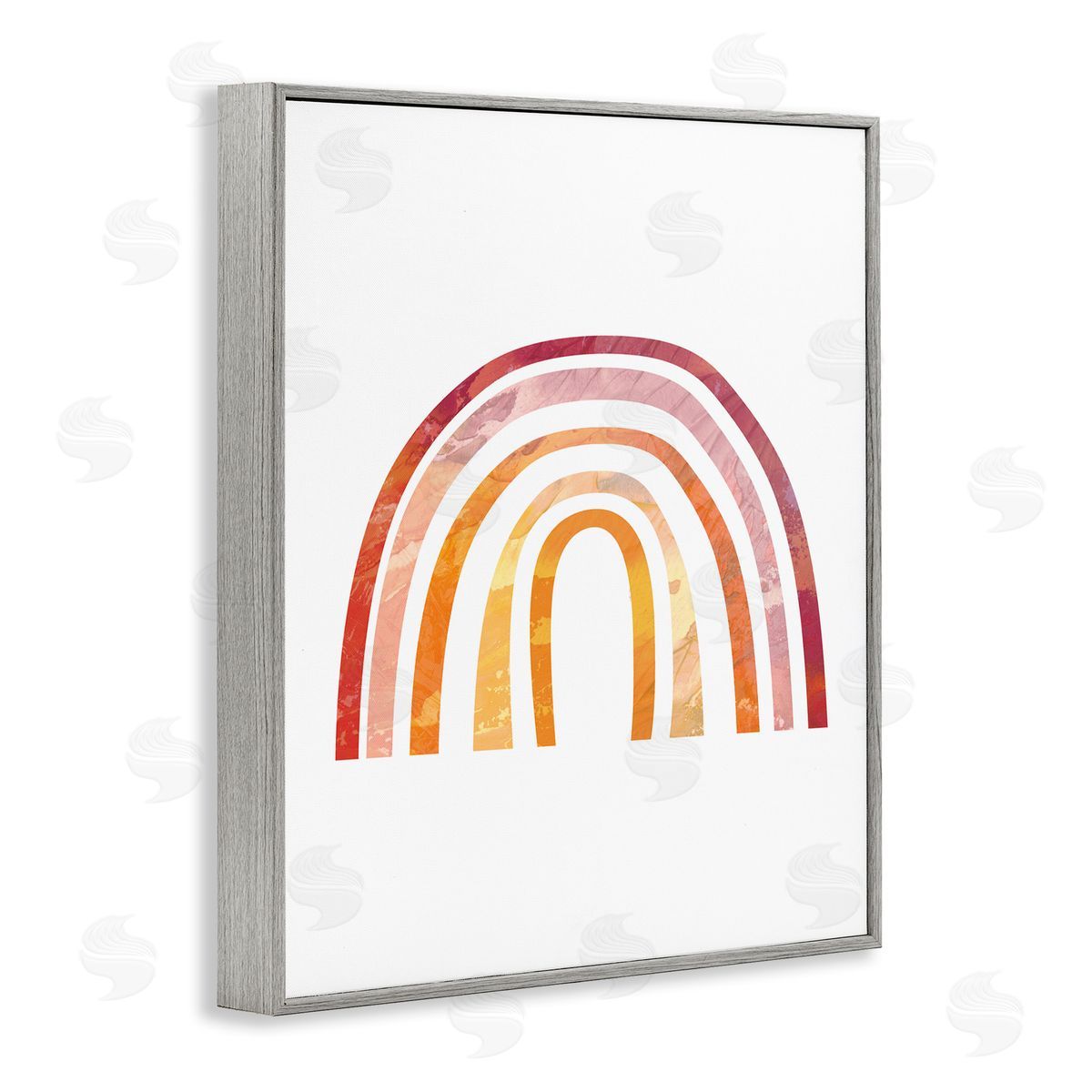 Stupell Studio Warm Tone Rainbow with Abstract Sky Texture Gray Framed Giclee Wall Art