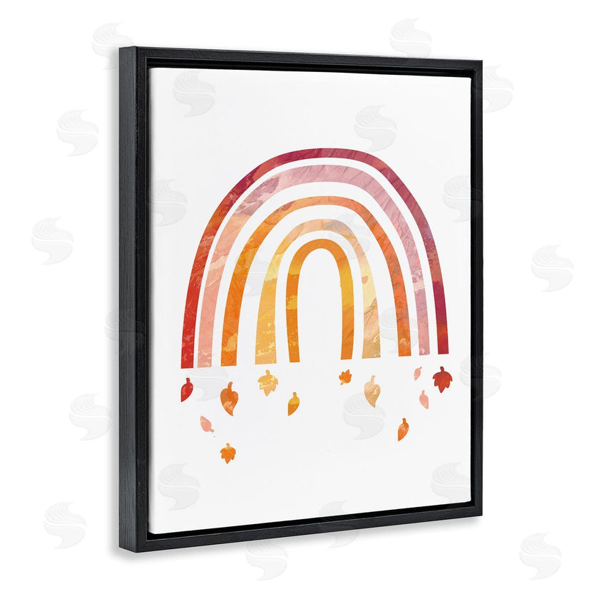 Stupell Studio | Red Tone Rainbow with Autumn Leaves Falling