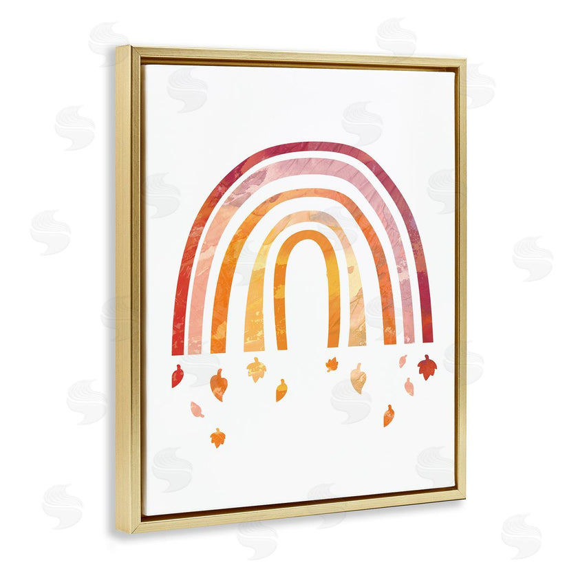 Stupell Studio | Red Tone Rainbow with Autumn Leaves Falling