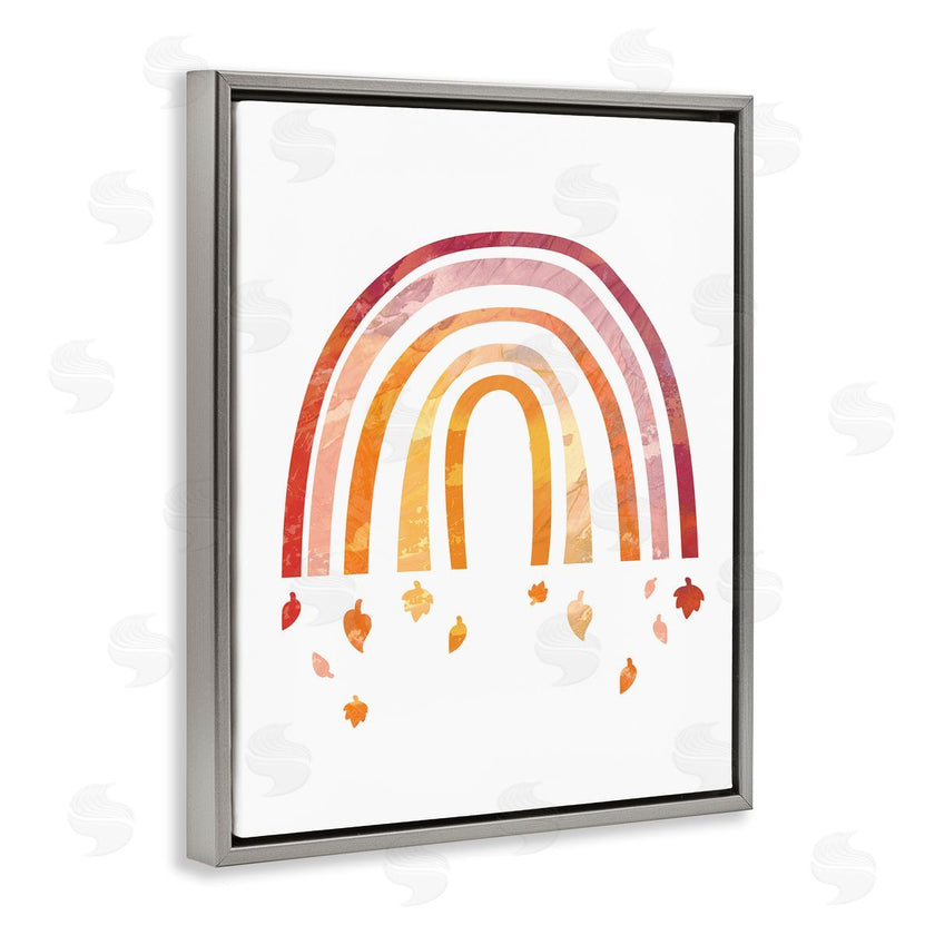 Stupell Studio | Red Tone Rainbow with Autumn Leaves Falling