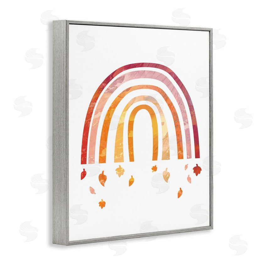 Stupell Studio | Red Tone Rainbow with Autumn Leaves Falling