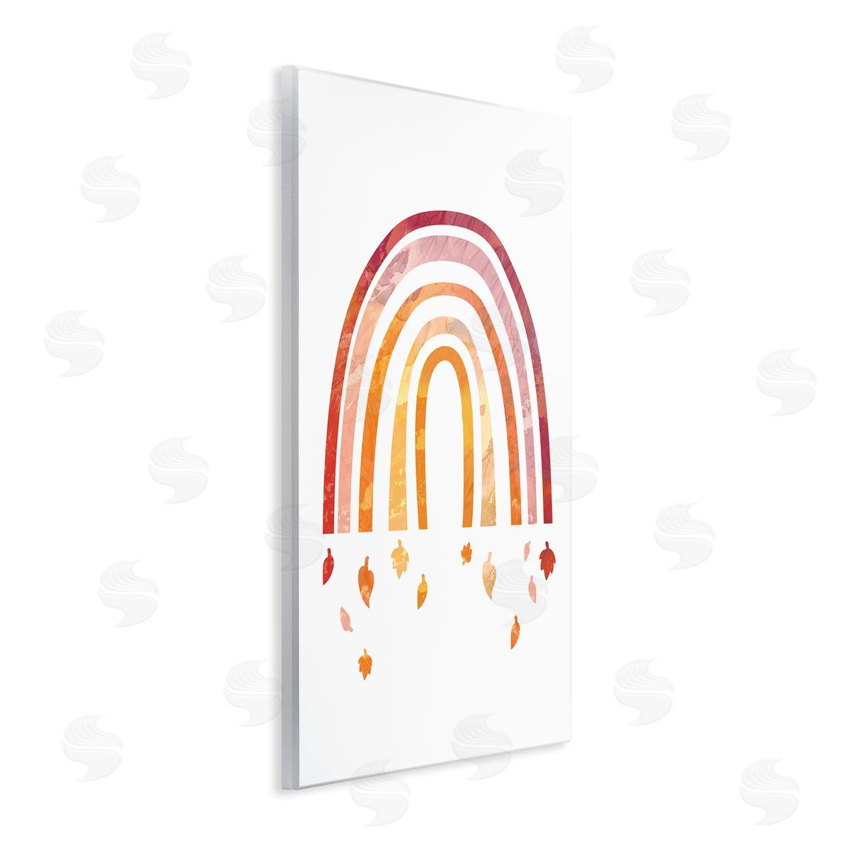 Stupell Studio Red Tone Rainbow with Autumn Leaves Falling Wall Plaque Art