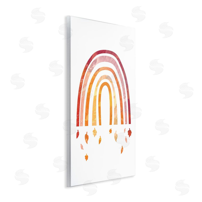 Stupell Studio | Red Tone Rainbow with Autumn Leaves Falling