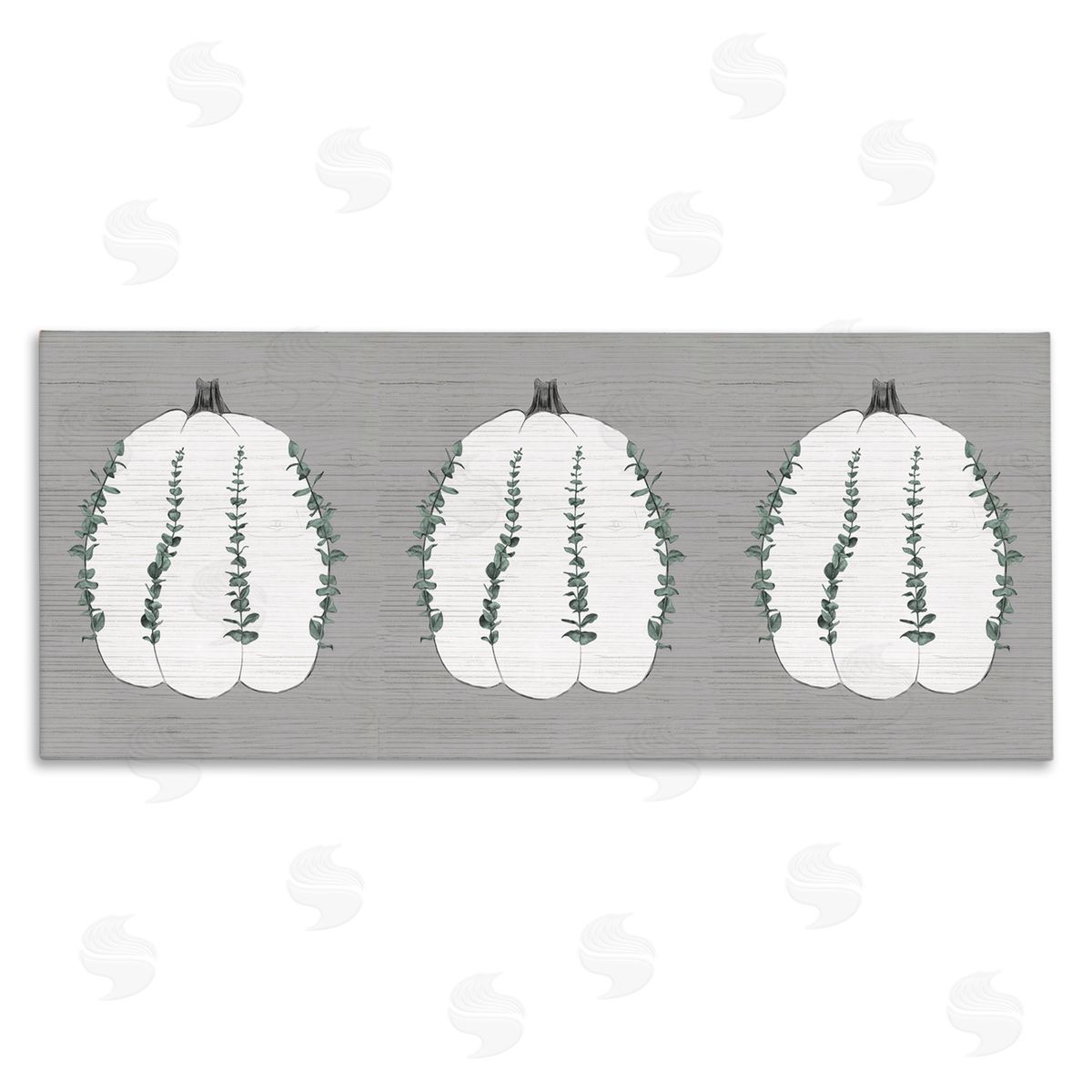 Stupell Studio Trio of Eucalyptus Pumpkins over Grey Canvas Wall Art