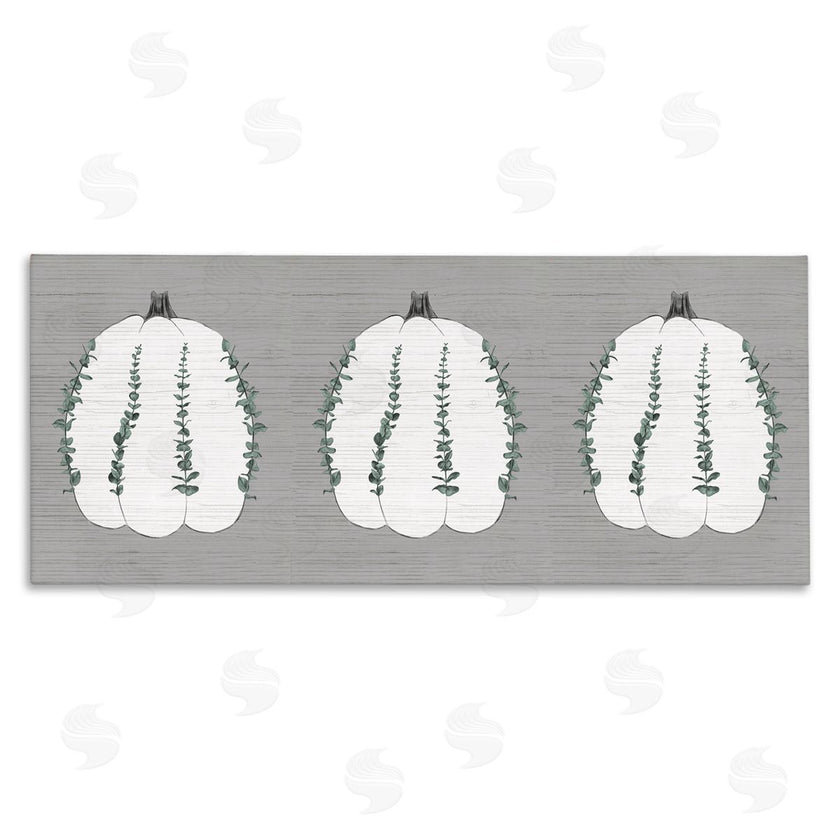 Stupell Studio | Trio of Eucalyptus Pumpkins over Grey