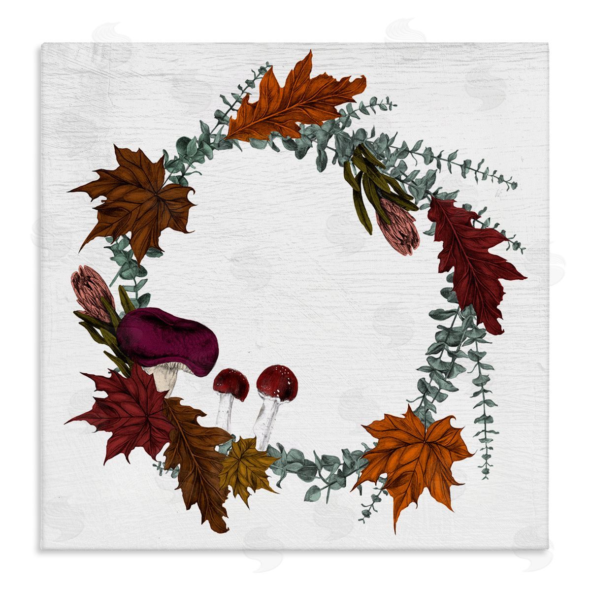 Stupell Studio Forest Foliage Wreath with Harvest Mushrooms Canvas Wall Art