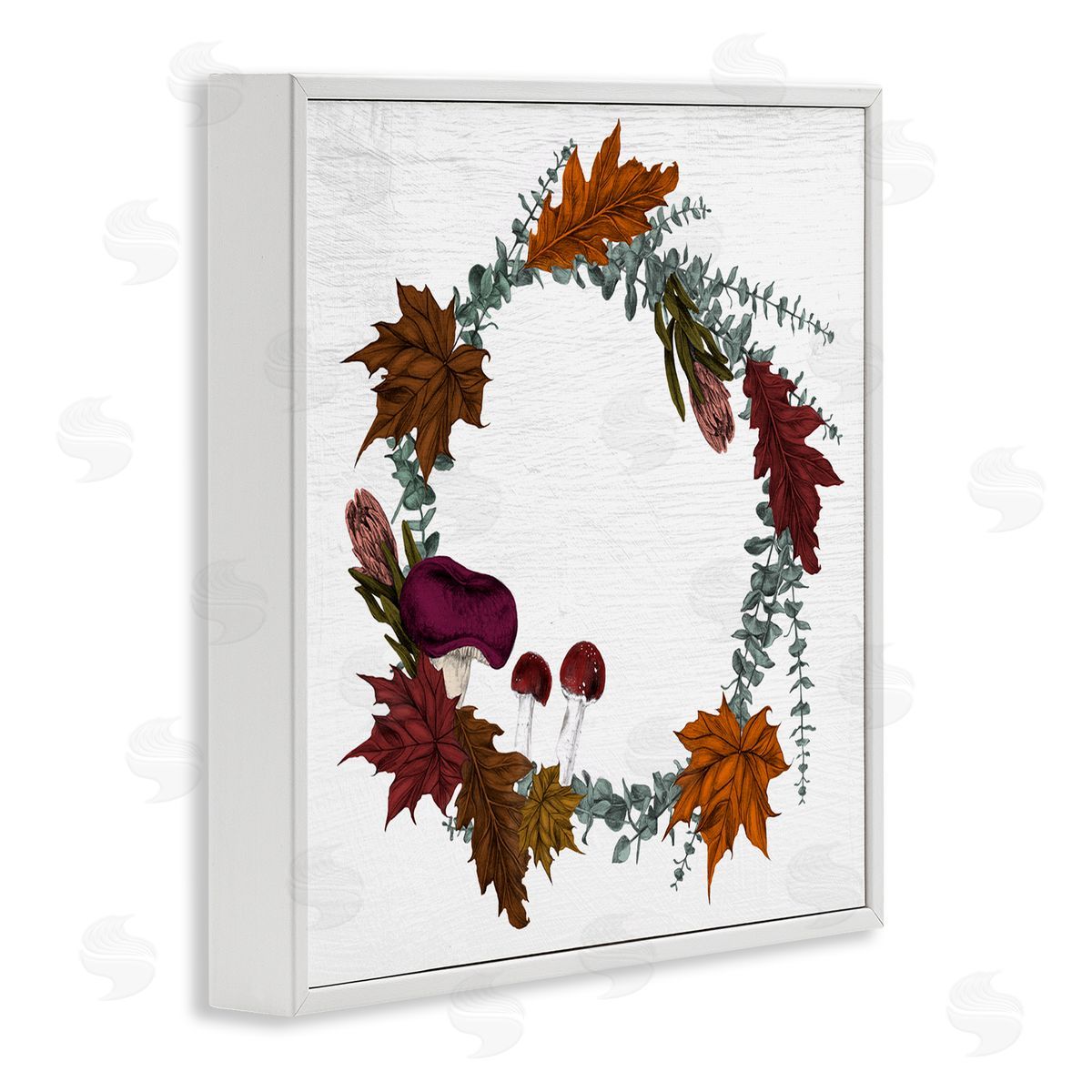 Stupell Studio Forest Foliage Wreath with Harvest Mushrooms White Framed Giclee Wall Art