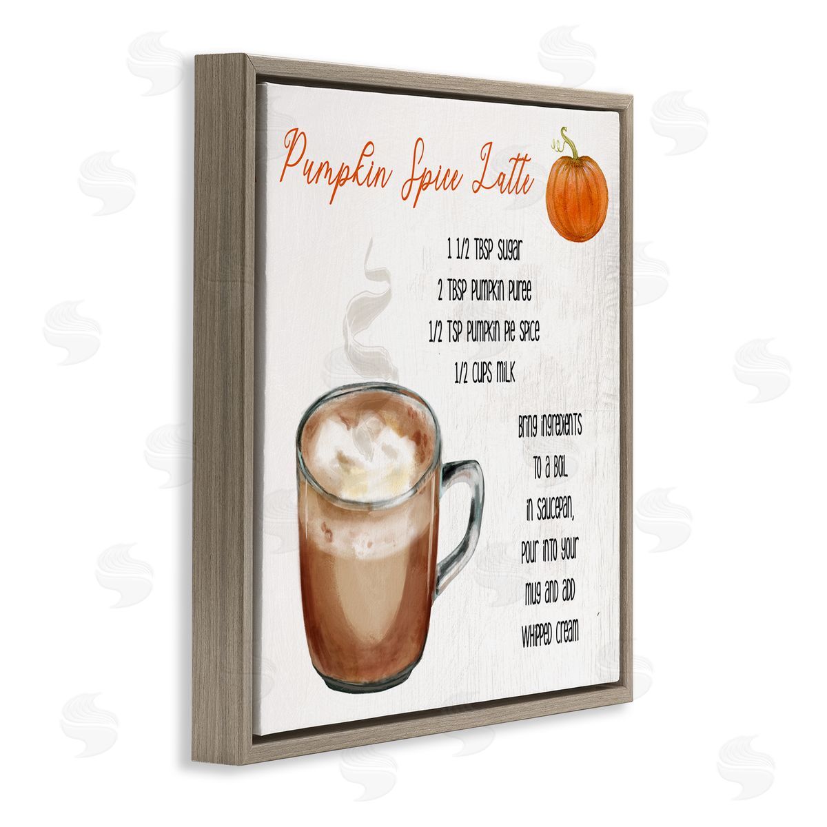 Stupell Studio Pumpkin Spice Latte Farmhouse Coffee Recipe Brown Floater Frame Canvas Art