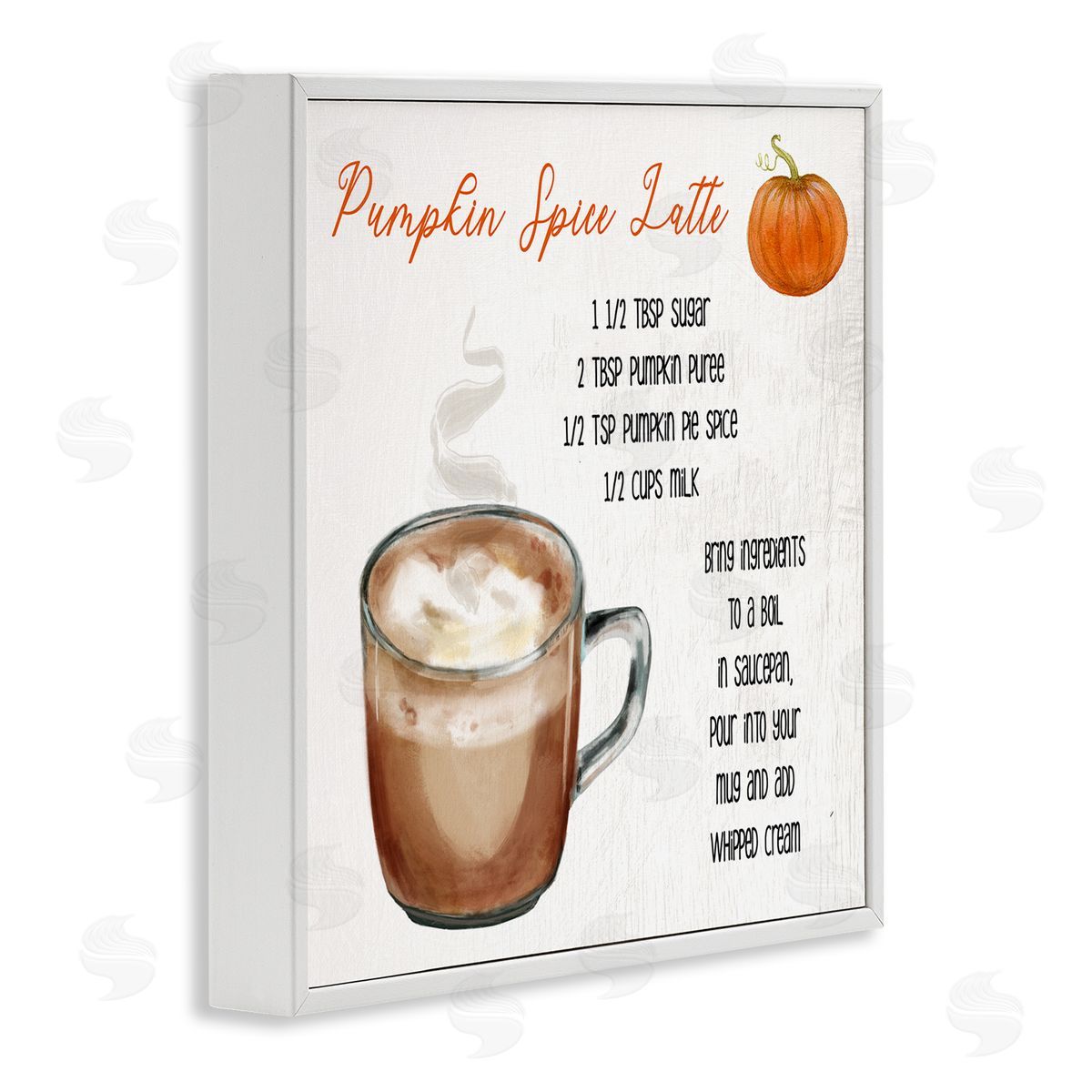 Stupell Studio Pumpkin Spice Latte Farmhouse Coffee Recipe White Framed Giclee Wall Art