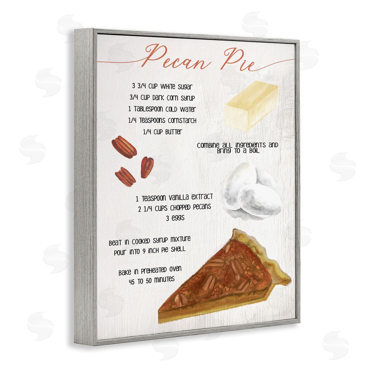 Stupell Studio Autumn Pecan Pie Farmhouse Dessert Recipe Gray Framed Giclee Wall Art