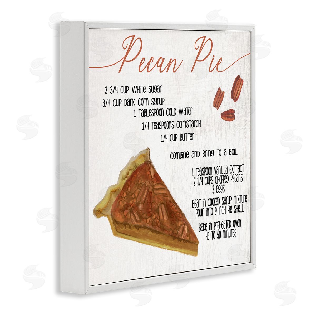 Stupell Studio Charming Pecan Pie Recipe Autumn Harvest Dessert White Framed Giclee Wall Art