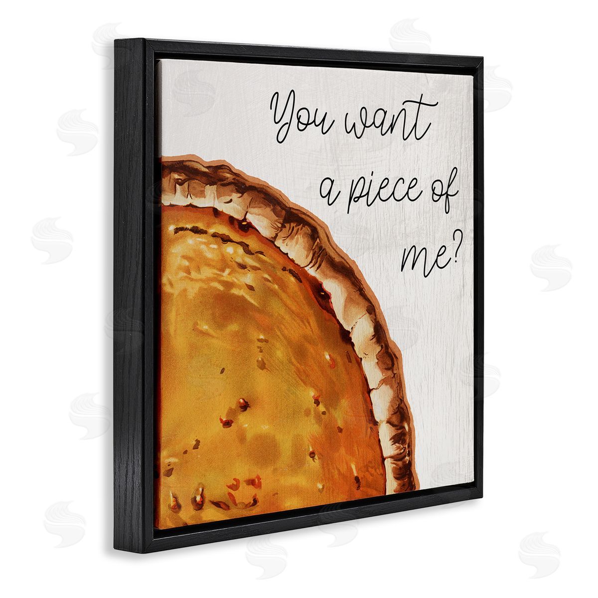 Stupell Studio Want a Piece Phrase Autumn Pumpkin Pie Black Floater Frame Canvas Art