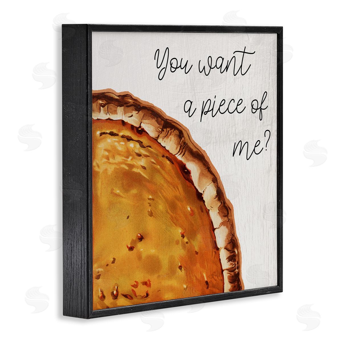 Stupell Studio Want a Piece Phrase Autumn Pumpkin Pie Black Framed Giclee Wall Art