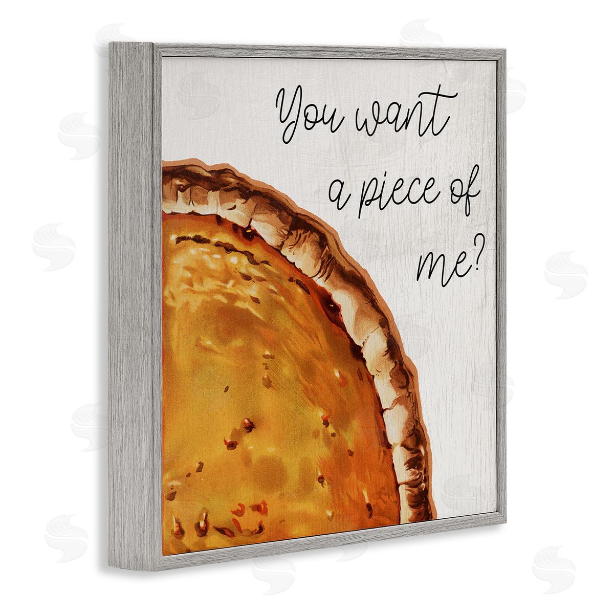 Stupell Studio Want a Piece Phrase Autumn Pumpkin Pie Gray Framed Giclee Wall Art