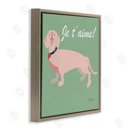 Mark Higden | Je t'aime! French Phrase with Pink Dachshund