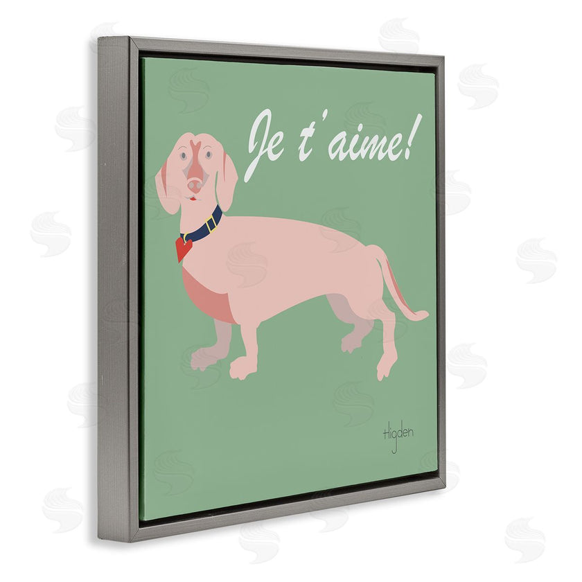 Mark Higden | Je t'aime! French Phrase with Pink Dachshund