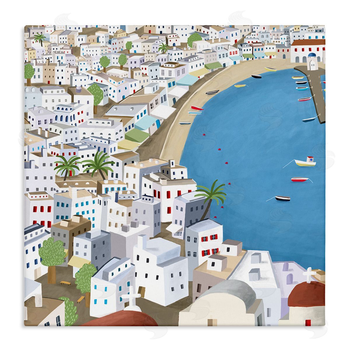 Carla Daly Coastal Beach Mykonos Cityscape Greek Destination Canvas Wall Art