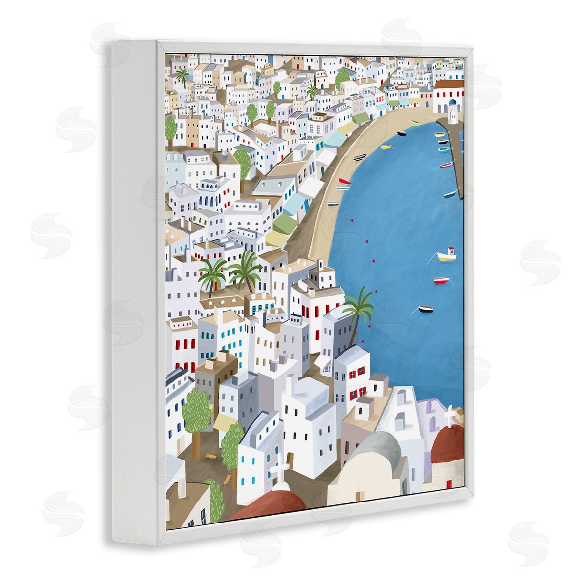 Carla Daly Coastal Beach Mykonos Cityscape Greek Destination White Framed Giclee Wall Art