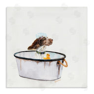 Jennifer Redstreake | Dog in Country Bath Tin with Rubber Duck