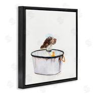Jennifer Redstreake | Dog in Country Bath Tin with Rubber Duck