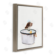 Jennifer Redstreake | Dog in Country Bath Tin with Rubber Duck