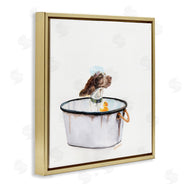 Jennifer Redstreake | Dog in Country Bath Tin with Rubber Duck