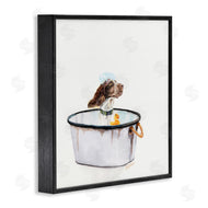 Jennifer Redstreake | Dog in Country Bath Tin with Rubber Duck