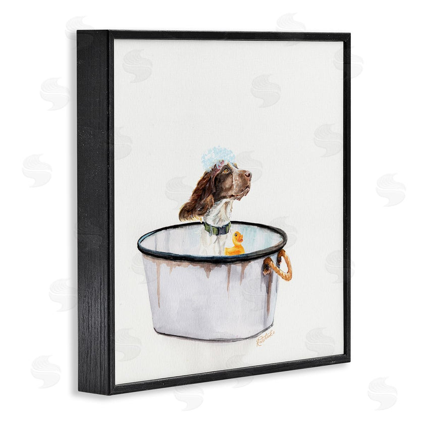 Jennifer Redstreake | Dog in Country Bath Tin with Rubber Duck