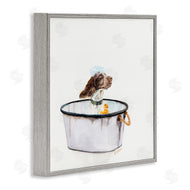 Jennifer Redstreake | Dog in Country Bath Tin with Rubber Duck