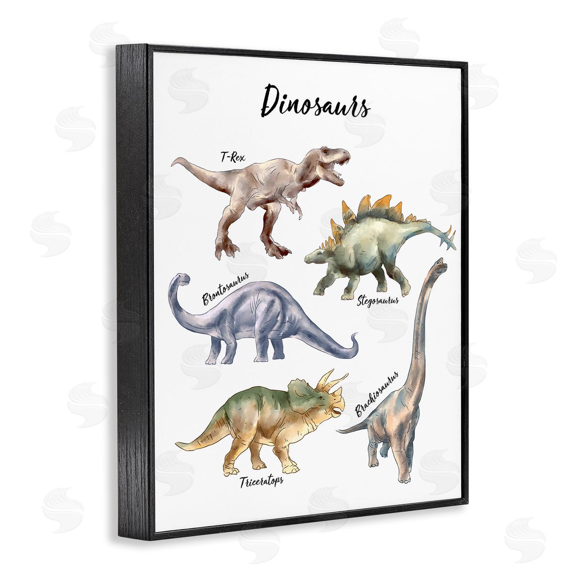 Ziwei Li Fun Dinosaur Chart Playful Watercolor Illustration Black Framed Giclee Wall Art