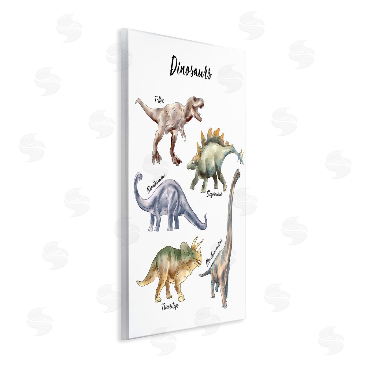 Ziwei Li Fun Dinosaur Chart Playful Watercolor Illustration Wall Plaque Art